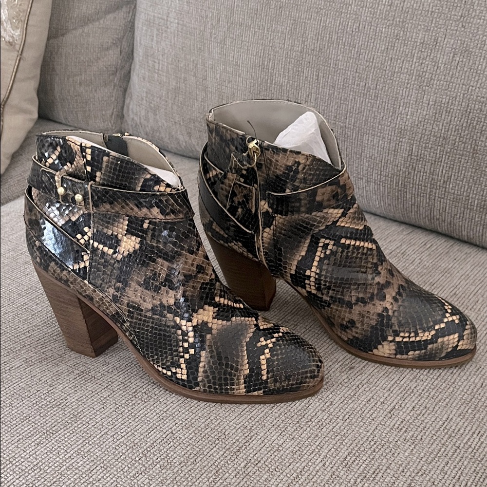 Boden Snakeskin Ankle Boots - Black and Brown Size 38
